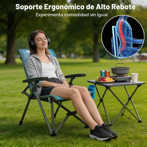 Vista 4 de SUNNYFEEL Silla de camping plegable de respaldo alto 500 libras con marco