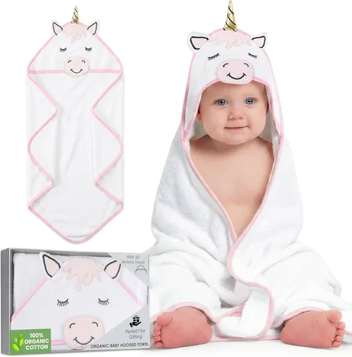 Vista 13 de Mother's Choice - Toallas de bebé 100% algodón orgánico con diseño de oso azul, certificado Oeko-TEX, hipoalergénicas, ultra absorbentes, toalla