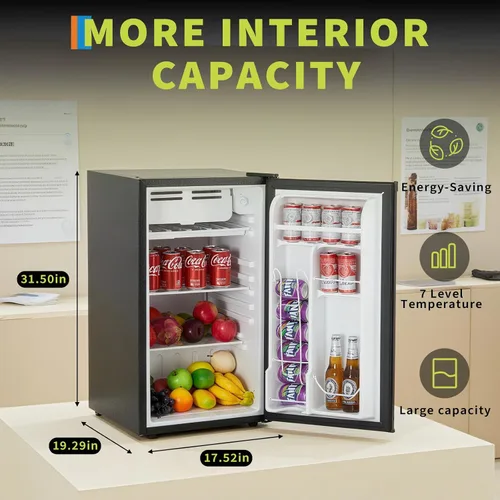 Vista 2 de Garvee Refrigerador compacto de 3.2 pies cúbicos Mini refrigerador de una puerta con funcionamiento silencioso y eficiente energéticamente