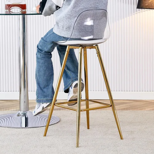 Vista 5 de Silla de bar acolchada moderna y cómoda con patas de metal, diseño de moda adecuado para comedor, cocina, terraza y sillas de sala de estar.