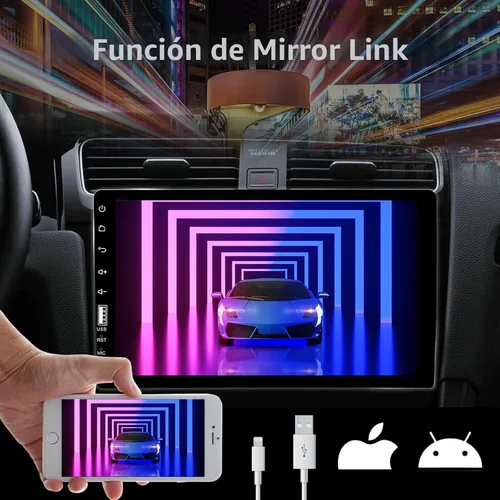 Vista 2 de Estéreo de automóvil de un solo DIN con Bluetooth de 9 pulgadas, pantalla táctil HD, estéreo para automóvil con cámara de respaldo + micrófono