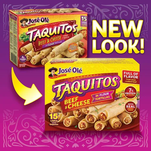 Vista 5 de Jose Ole Taquitos de harina con carne y queso congelados, caja de 22.5 onzas