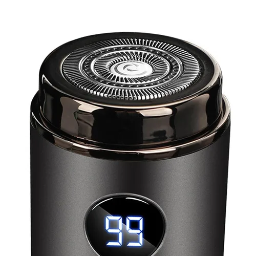 Vista 2 de Almencla Afeitadora de viaje para hombre, afeitadora portátil extraíble, mini afeitadora para regalos del día del padre, recortar uso en automóvil