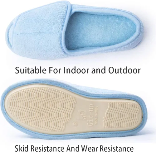 Vista 6 de Git-up -Pantuflas para mujer con diabetesartritisedema, cierre ajustable, espuma viscoelástica, punta abierta, extra ancha