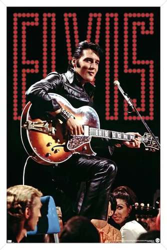 Vista 13 de Trends International Elvis Presley - Póster de pared de concierto 68, 14.72 x 22.37 pulgadas, versión enmarcada de madera de granero Versión