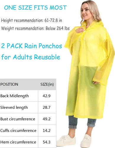 Vista 5 de Ponchos de lluvia para adultos, impermeables, reutilizables, para supervivencia, resistentes, militares, impermeables, 2 paquetes de abrigo