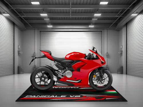 Vista 3 de MPM - Tapete de motocicleta para Panigale V2, lavable, antideslizante, resistente al aceite y al agua, para garaje, sala de exposición, taller Negro