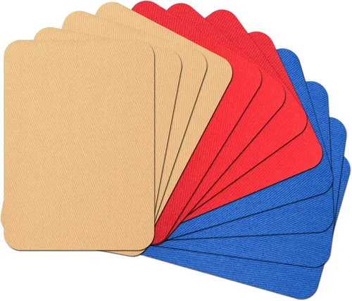 Vista 12 de 15 piezas de parches de tela de calidad premium para planchar por dentro y por fuera, adhesivo más fuerte, algodón, rojo, verde, azul, marrón