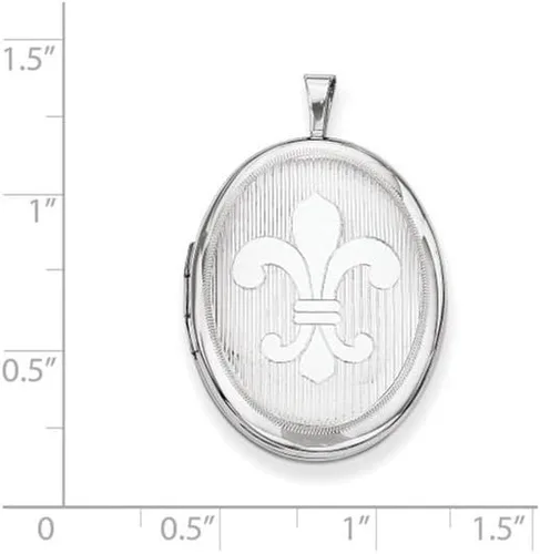 Vista 2 de Plata de ley 26mm Fleur De Lis Óvalo Collar con camafeo