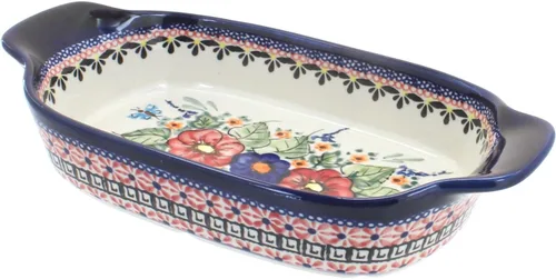 Vista 7 de Blue Rose Polish Pottery - Plato rectangular de prado campestre blanquecino, 10 x 5.25 pulgadas, hermoso plato para pan, ensalada o pasta