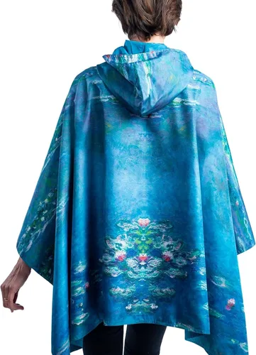 Vista 16 de RainCaper Cherry Blossoms Poncho de lluvia para mujer con capucha reversible Flores de cerezo