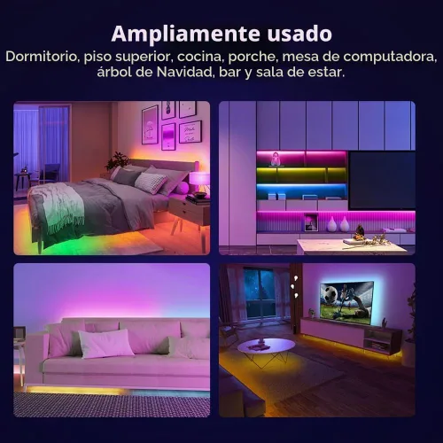 Vista 6 de Tira de luz LED RGB de 5 V 5050 USB con control remoto de 44 teclas, 4 luces precortadas de 1.64 pies/6.56 pies, cinta de retroiluminación para TV
