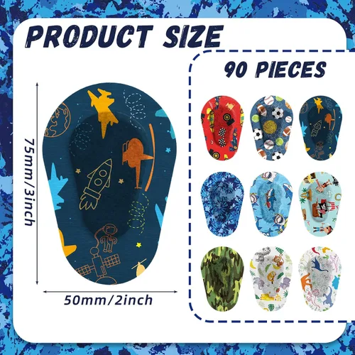 Vista 2 de Toulite 90 parches adhesivos para los ojos para niños y niños, parche transpirable para ojos de niño, lindos vendajes adhesivos para ambliopía
