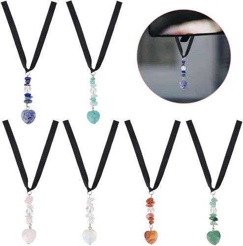 Vista 8 de Adorno colgante azul para coche con ojo malvado, dijes de cuentas con ojo malvado con adorno colgante de luna para coche, atrapasueños, regalo