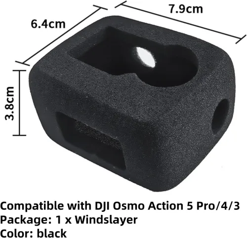 Vista 7 de Funda Windslayer para DJI Osmo Action 5 Pro, carcasa de espuma para parabrisas y protector de viento, silenciador de esponja a prueba de viento