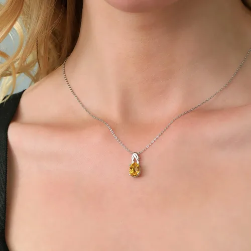 Vista 143 de Gem Stone King Collar de plata de ley 925 con piedra natal ovalada de 0.354 x 0.276 in Collar con colgante solitario para mujer Con cadena