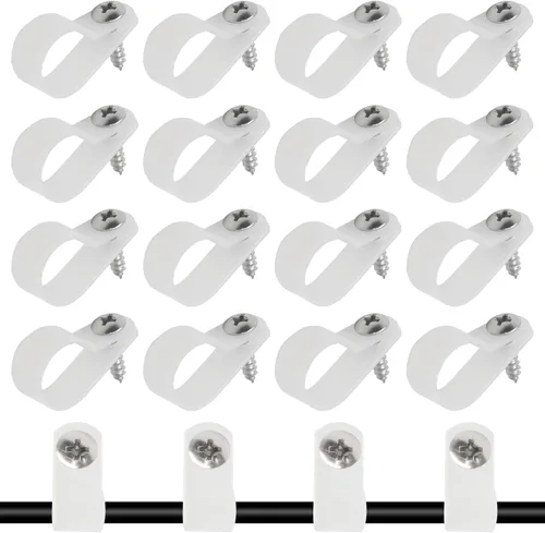 Vista 14 de 50 abrazaderas de clip tipo R de 1/2 pulgada, clips de montaje tipo P de nailon, abrazadera de alambre para gestión de cables, tornillos de acero