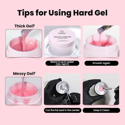 Vista 52 de Beetles Kit de Gel Duro para Uñas Clásico Neutro 3 Colores 9 en 1 Extensión de Uñas Esculpido de Alta Dureza para Profesionales de Salón Gel