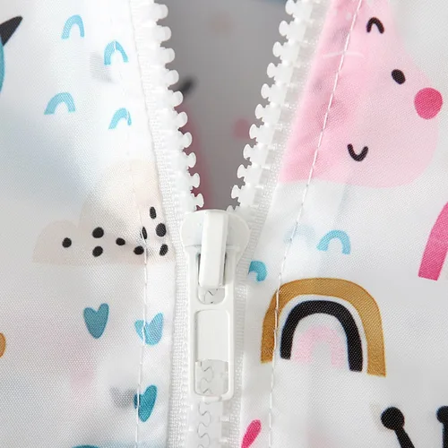 Vista 5 de Toddler Kids Boys Girls Hood Coat Cute Pattern Print Zipper Jacket Cardigan Long Sleeve Windproof Hoodie Outwear