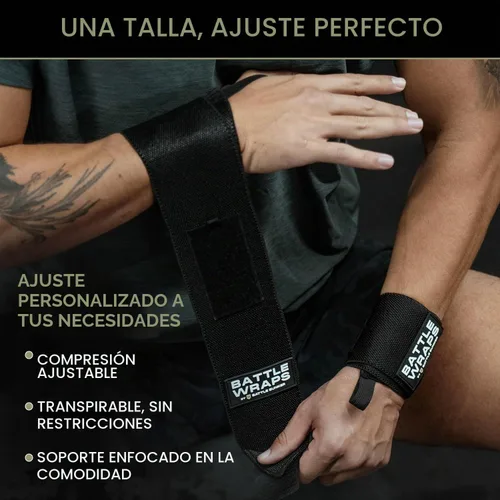 Vista 5 de Battle Bunker Wrist Wraps for Weightlifting - Heavy Duty Wrist Support Negro