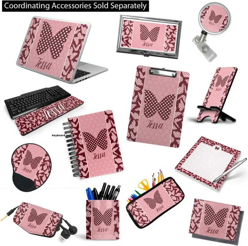 Vista 6 de Carpeta personalizada de 3 anillas con diseño de mariposas y lunares, 1 pulgada