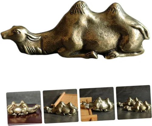 Vista 3 de NOLITOY 3 soportes para bolígrafos de camello, escultura de riqueza animal de escritorio, pequeña figura de camello, figura china de Fengshui