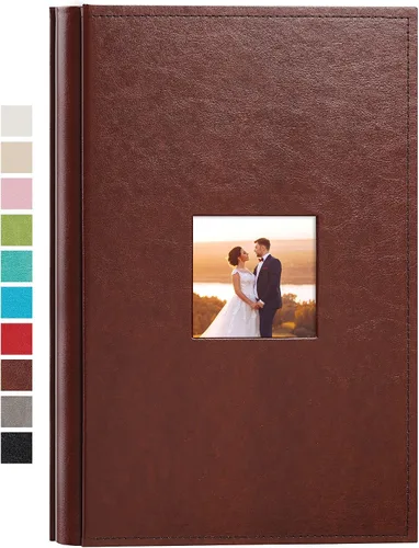 Vista 15 de potricher Álbum de fotos pequeño de 4 x 6 pulgadas, 100 fotos, cubierta de cuero, libro de fotos con 100 bolsillos horizontales para familia, boda
