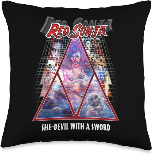 Vista 4 de Póster Synthwave Redhead Epic Cyberpunk Retro 80s Throw Pillow
