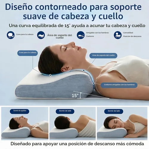 Vista 3 de Neck Pillow for Sleeping, Cervical Neck Pillow, Contour Memory Foam Neck support pillow with dual height 4.7 in and 3.9 in, flip for side sleeper or