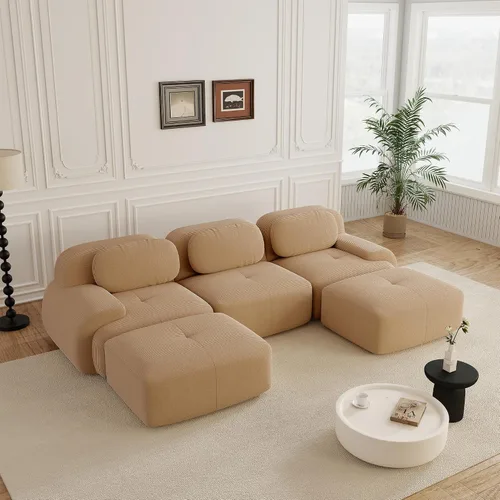 Vista 98 de Sofás modulares sin hueso de 152.8 pulgadas para sala de estar, sofá modular con diván en forma de L, cómodo asiento profundo tapizado de tela