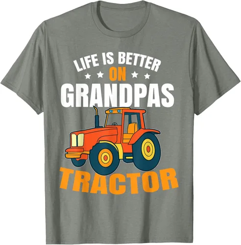 Vista 65 de Life Is Better On Grandpas Tractor Kids Farm Tractor Boy Camiseta, Negro
