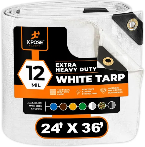 Vista 45 de Xpose Safety Lona protectora de polietileno plateado resistente de 5 x 7 pies - Funda protectora multiusos - Duradera, resistente al agua