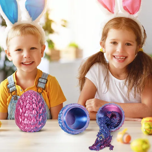 Vista 5 de Huevo de Dragón, Huevos de Dragón Impresos en 3D con Dragón Sorpresa Misterio de Pascua, Juguetes de Cristal Articulados para Decoración