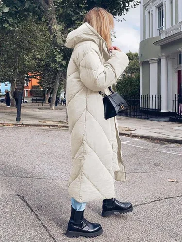 Vista 2 de Yousify Women's Hooded Long Puffer Coat Winter Longer Thickened Down Jacket Zip Cotton Outwear
