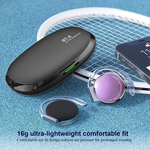 Vista 4 de Auriculares inalámbricos con ganchos para las orejas con clip Bluetooth 5.3 en la oreja, auriculares inalámbricos de oreja abierta, auriculares