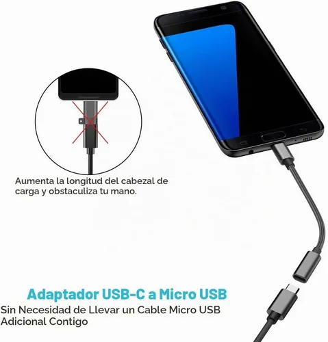 Vista 3 de Adaptador USB C a Micro USB, KUXIYAN (paquete de 2) Tipo C hembra a Micro USB Macho, conector de carga y sincronización compatible con Samsung