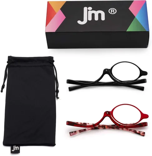 Vista 7 de JM 2 pares de anteojos de lectura de maquillaje con aumento abatible para mujeres +1.0
