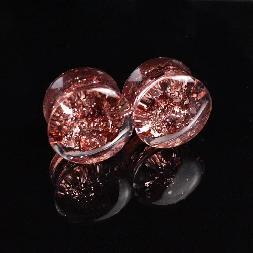 Vista 4 de 10 unidades5 pares de lentejuelas metálicas de acrílico para los túneles de oído, aretes de calibre doble acampanados, extensión de oreja