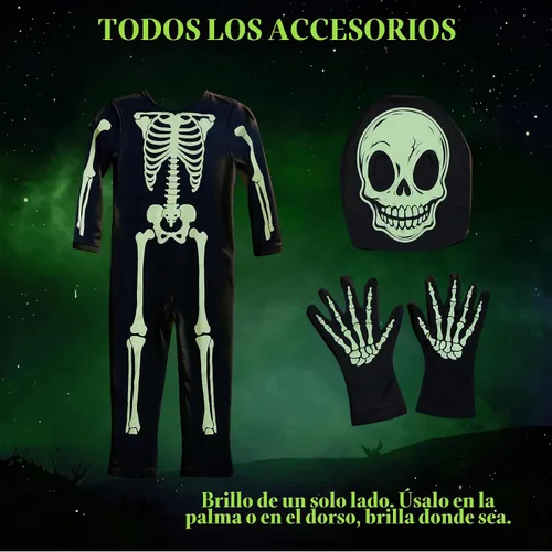 Vista 7 de Suppromo Disfraces de esqueleto para niños, disfraz de esqueleto que brilla