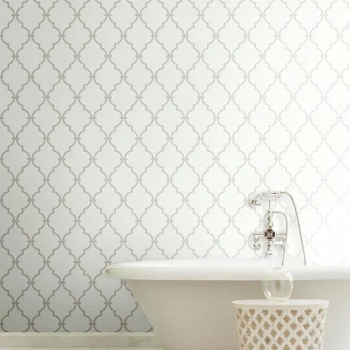 Vista 5 de Papel para empapelar York Wallcoverings con gráficos, diseño enrejado, YS9102 Piedra