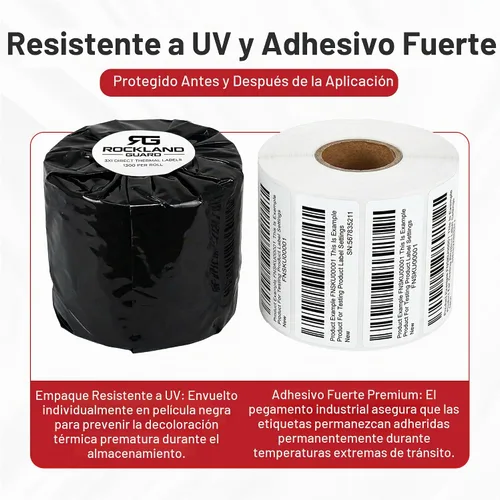 Vista 5 de Rockland Guard Etiquetas térmicas directas de 3 x 1 pulgada (1,300/rollo) - Etiquetas de código de barras FNSKU de Logística de Amazon, etiquetas