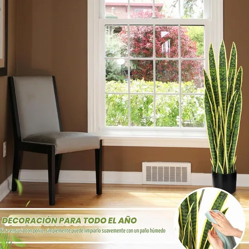 Vista 5 de Crowye Paquete de 2 plantas de serpiente artificial de 3.15 pies de alto, planta de Sansevieria sintética, serpiente falsa grande a granel en maceta