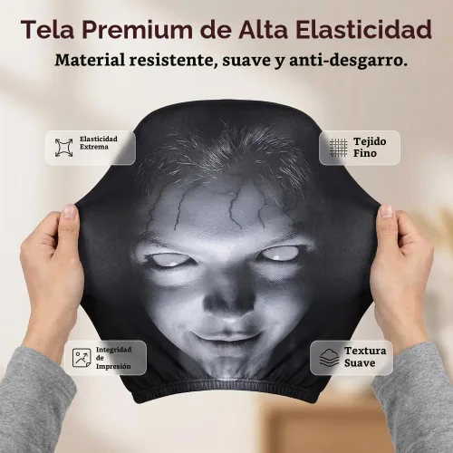 Vista 2 de Fundas para reposacabezas de coche con estampado de cara de fantasma Ojos blancos