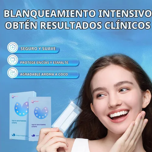 Vista 3 de Tiras blanqueadoras de dientes, tiras blancas profesionales para blanquear dientes sensibles, tira blanqueadora de coco segura para blanquear