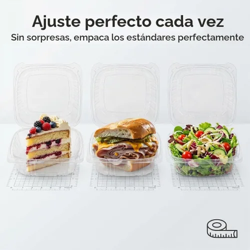 Vista 6 de Mr Miracle - Envases de almeja de plástico transparente desechables, resistentes a fugas y duraderos para entregas como Uber Eats, ideales