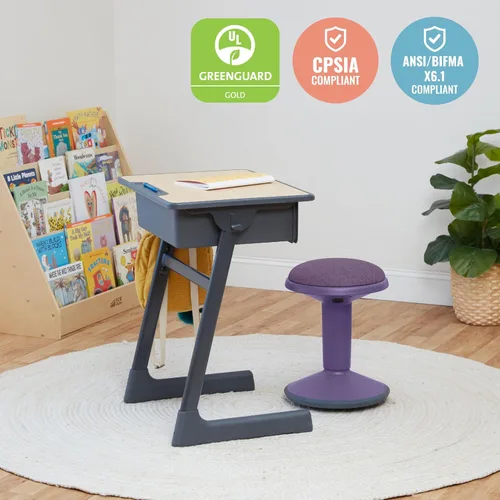 Vista 7 de ECR4Kids - Taburete oscilante Sitwell con cojín, altura ajustable, asiento activo, color berenjena