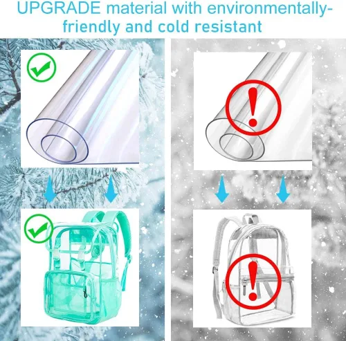 Vista 35 de Mochila transparente, aprobada por el estadio, para niñas y niños, mochila transparente de PVC resistente para mujeres y hombres