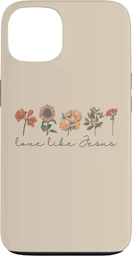 Vista 7 de Love Like Jesus - Carcasa para iPhone 17, diseño de flores y texto bíblico, religioso