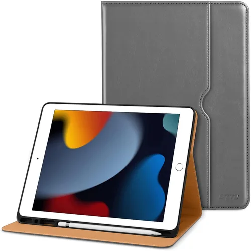 Vista 25 de DTTO Funda para iPad de 9ª/8ª/7ª Generación de 10.2 Pulgadas 2021/2020/2019, Funda de Soporte Folio Empresarial de Cuero Premium con Soporte
