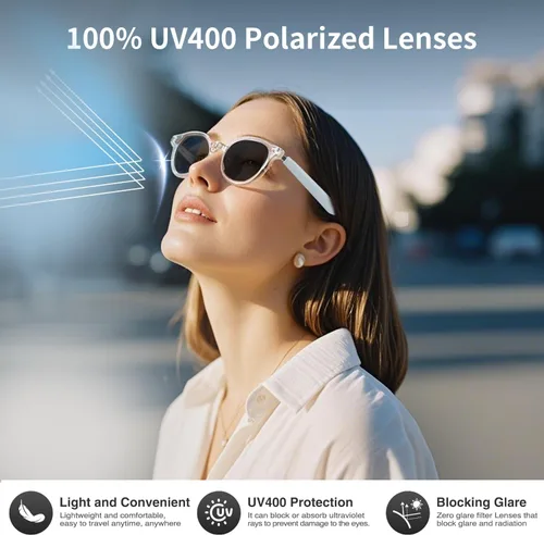 Vista 8 de Gafas Inteligentes Bluetooth para Mujeres, Gafas de Traducción AI Compatible con 165+ Idiomas, Micrófono y Altavoces Integrados, Lentes que Cambian